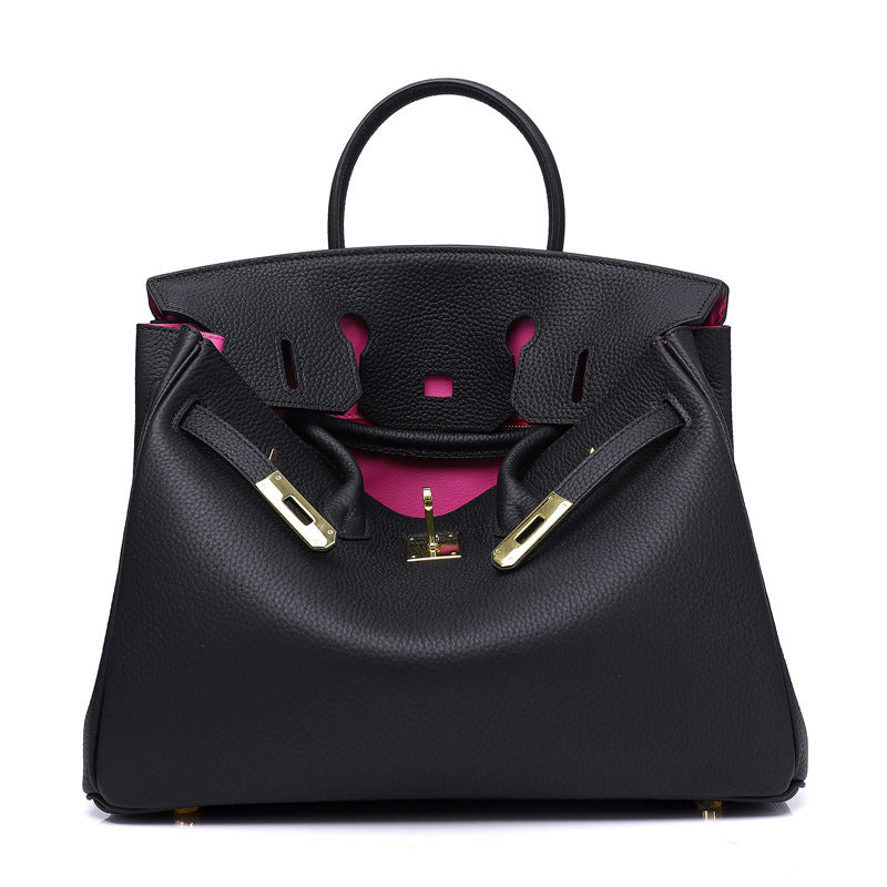Women’s Genuine Cowhide Leather Top-Handle Handbag