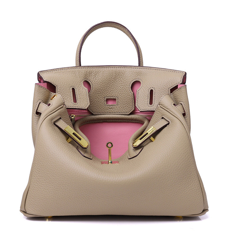Women’s Genuine Cowhide Leather Top-Handle Handbag