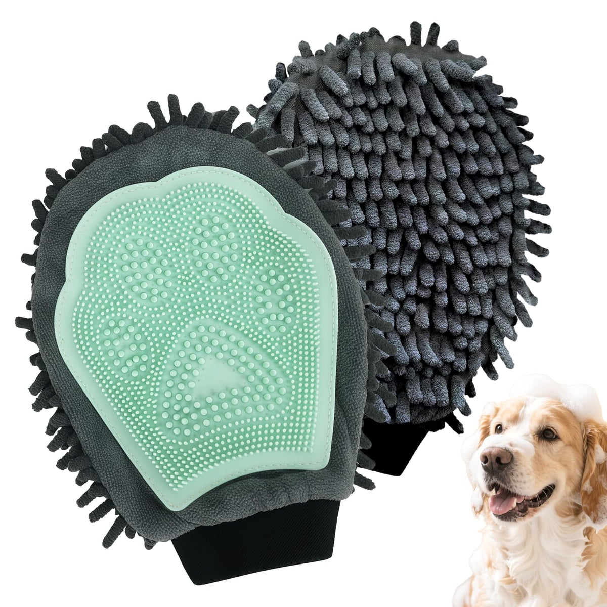 Double Sided Pet Bath and Grooming Glove, image 1