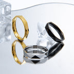 4mm Faceted Titanium Steel Band Ring for Men and Women