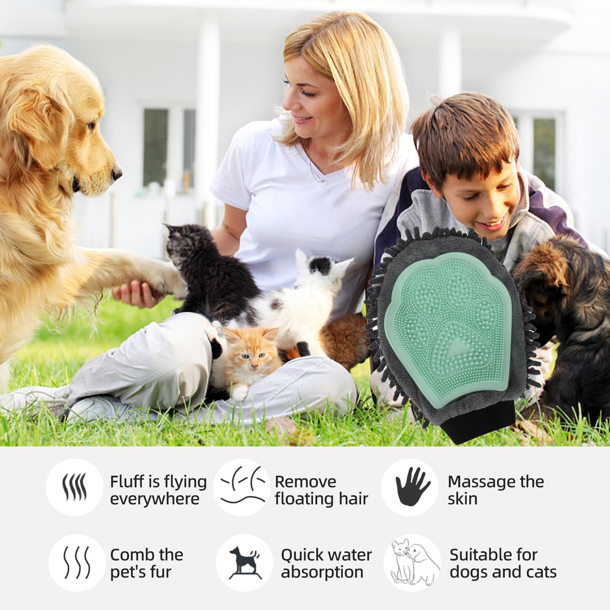 Double Sided Pet Bath and Grooming Glove, image 4