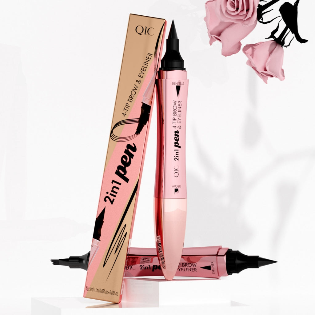 Dual-Ended Four-Tip Brow Pen and Black Eyeliner