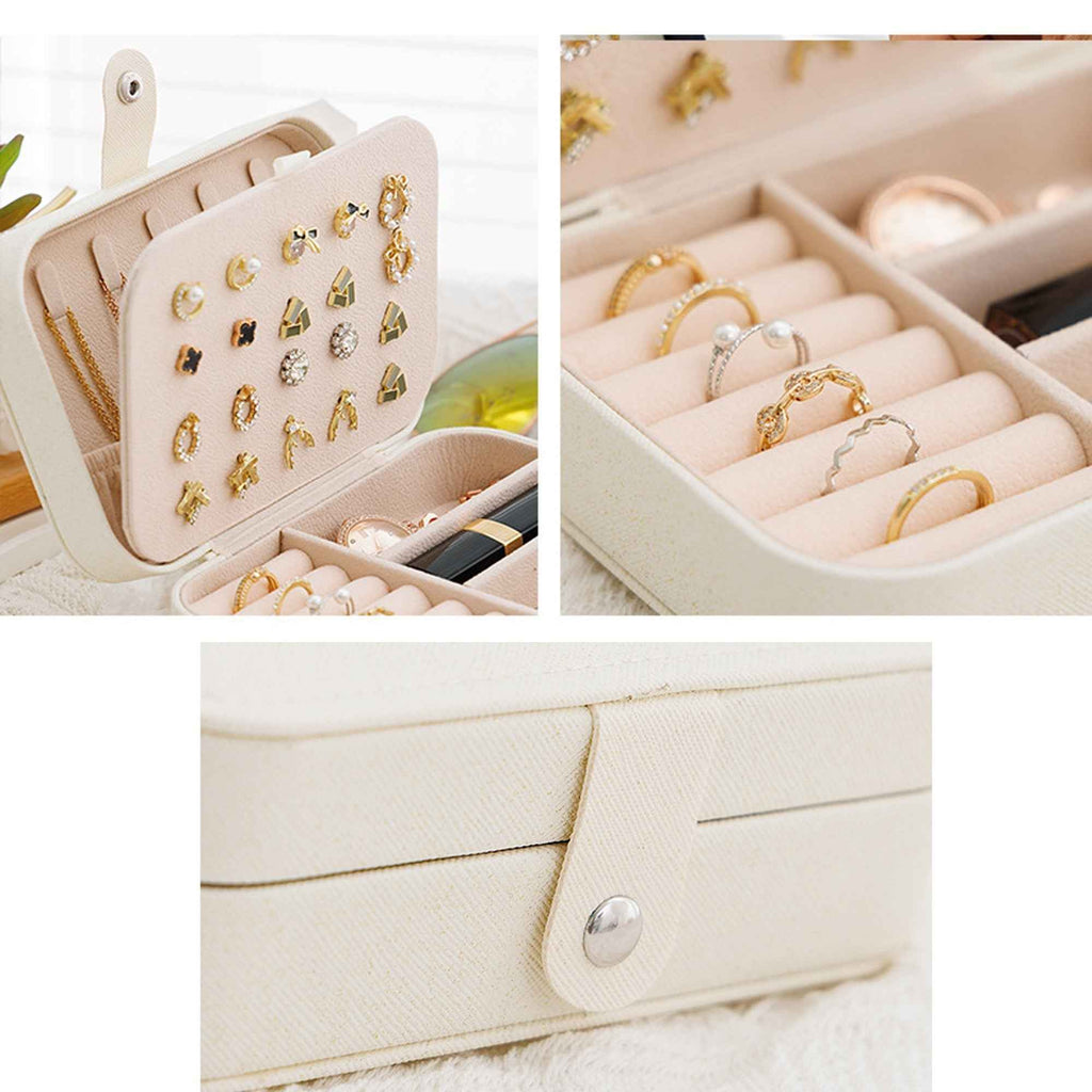 Compact Travel Jewelry Box – PU Leather Organizer