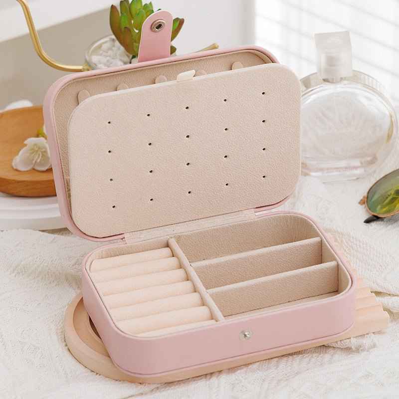 Compact Travel Jewelry Box – PU Leather Organizer