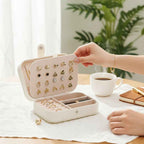 Compact Travel Jewelry Box – PU Leather Organizer