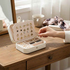 Compact Travel Jewelry Box – PU Leather Organizer
