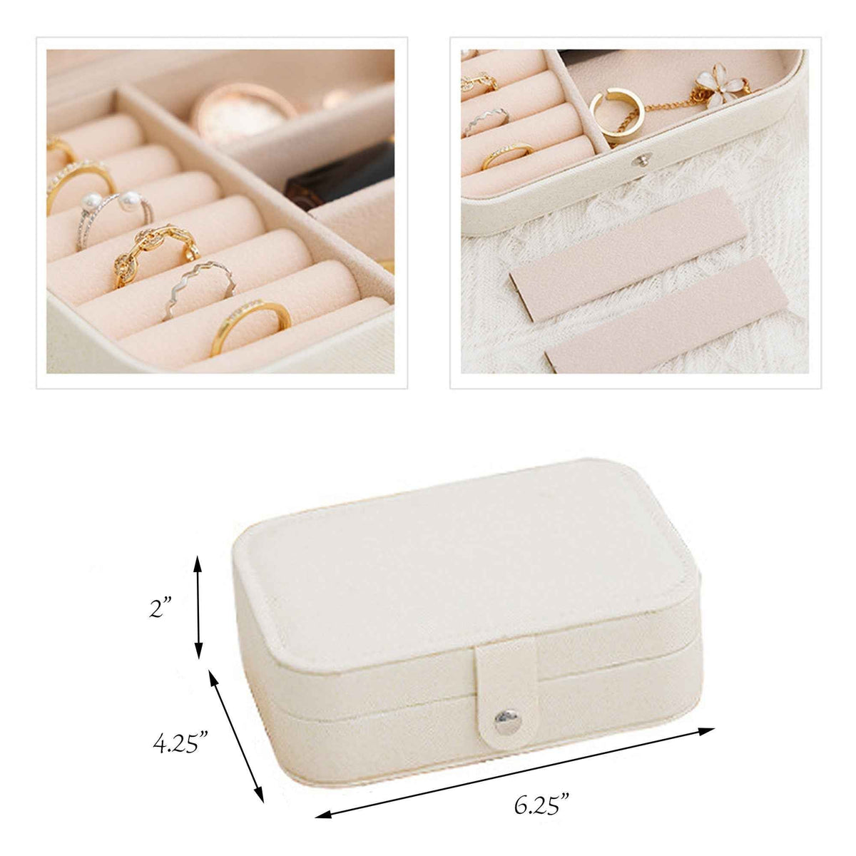 Compact Travel Jewelry Box – PU Leather Organizer