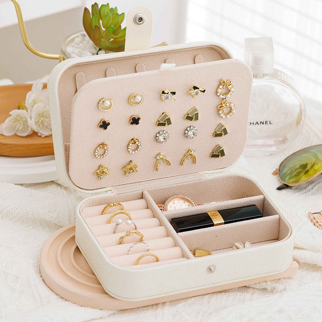 Compact Travel Jewelry Box – PU Leather Organizer