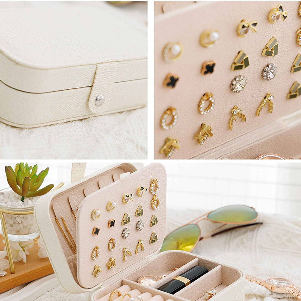 Compact Travel Jewelry Box – PU Leather Organizer